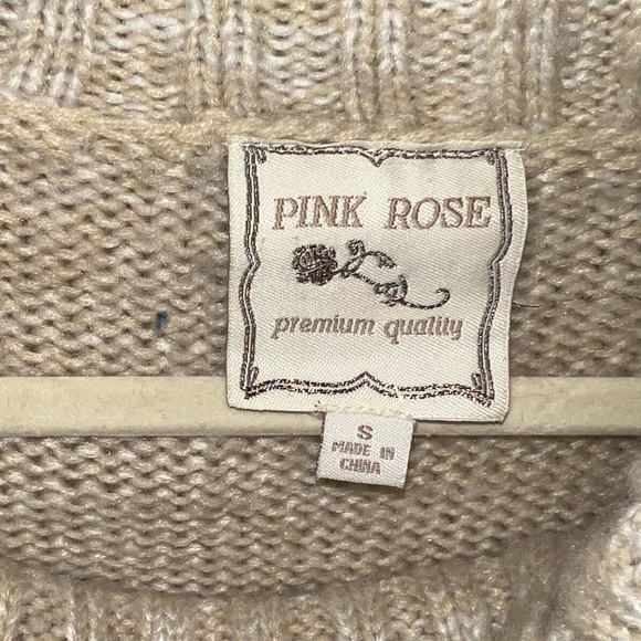 Vintage Pink Rose Sweater Dress - Picture 3 of 5